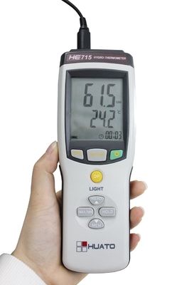 China Higrómetro del termómetro de Digitaces del PDA de la serie HE715 con la batería de la punta de prueba 9V  proveedor