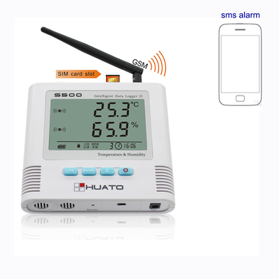 China Sensor de temperatura del G/M de la alarma de SMS, exhibición del LCD del maderero de datos de la temperatura del G/M proveedor